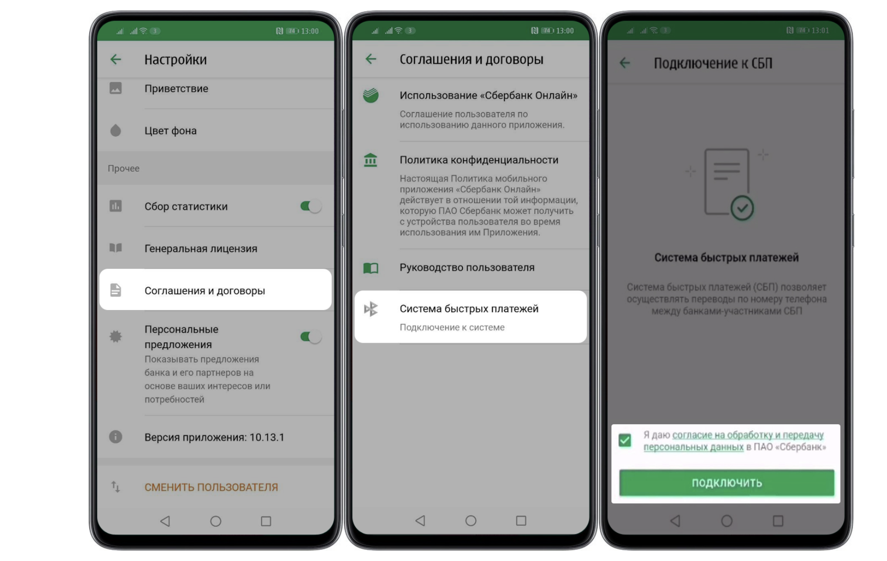 как подключить систему быстрых платежей в личном кабинете сбербанка